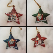 Santa/ Snowman 3"Metal Star 4-Asst