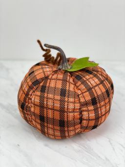 Orange Plaid 12in Pumpkin