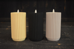 Black Cement Look Glow Pillar 3x5in