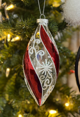 Candy Cane Snow Bulb Ornament 2.7x6.2in
