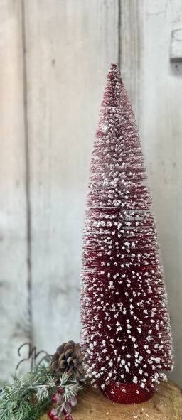 Glitzy Red Bottle Brush Tree 20in