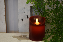 Deep Red Timered Moving Flame LED Candle 3x6in