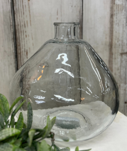 Short Clear Glass Vase 8x8in