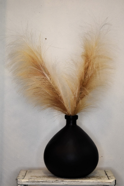 Black Glass Teardrop Vase 9.5x8.75in