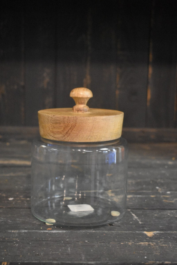 Glass Jar with a Woden Lid 6.75x5.5in