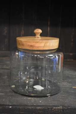 Glass Jar with a Woden Lid 9x8.5in