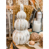 3 Stack Wooden Pumpkin 9x4.75in