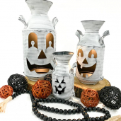 White Pumpkin Milkcans Set of 3 5x9, 6x13 and 8x18in