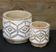 Small Planter Carved 5x5x5in