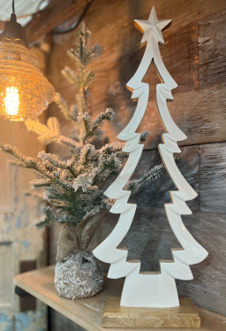 Hollow White Enamel Tree 24x9in