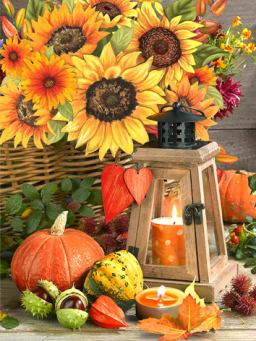 Sunflower Basket w/ 2 LED Lights 16inx24in