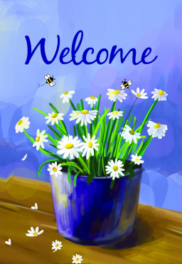 Daisy Pot Garden Flag 12in by 18in