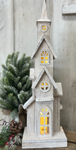 Cathedrial Wooden Church 7x4x24in